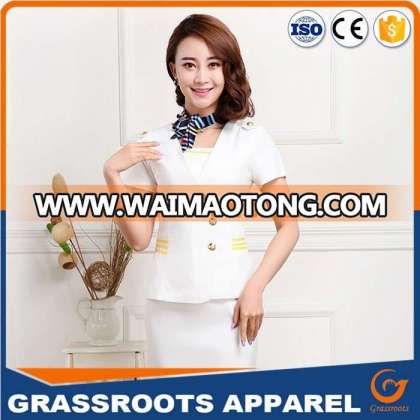 White angle airline uniform dress suits sky fly enjoy dress air service server uniforms